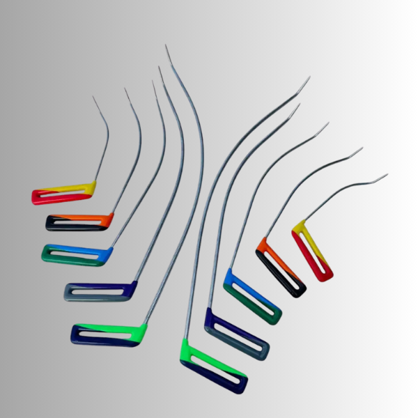 10-Piece Double-Bend Sharp Tip Rainbow-Shaped Paintless Dent Repair Rod Set (25cm, 35cm, 50cm, 60cm, 70cm) - PDRequipment.com