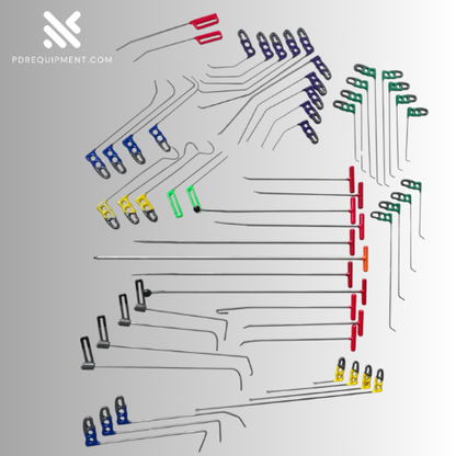 55-Piece Premium PDR Rod Set – Handmade, 360° Rotating Handles, 45+ HRC - PDR Equipment International