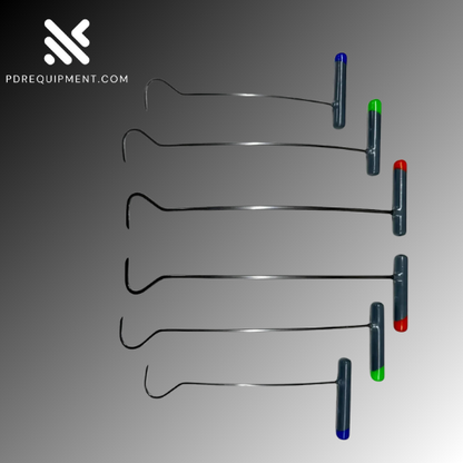 6-Piece Sharp Tip C-Bend Left & Right Steel PDR Tools – Paintless Dent Repair Rods